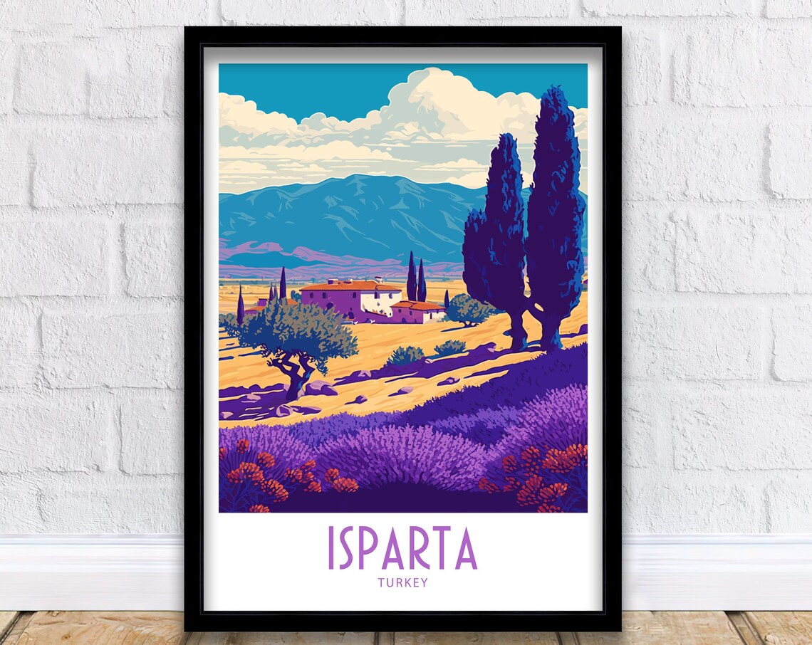 Isparta Turkey Lavender Farm Villa Countryside Vintage Travel Poster