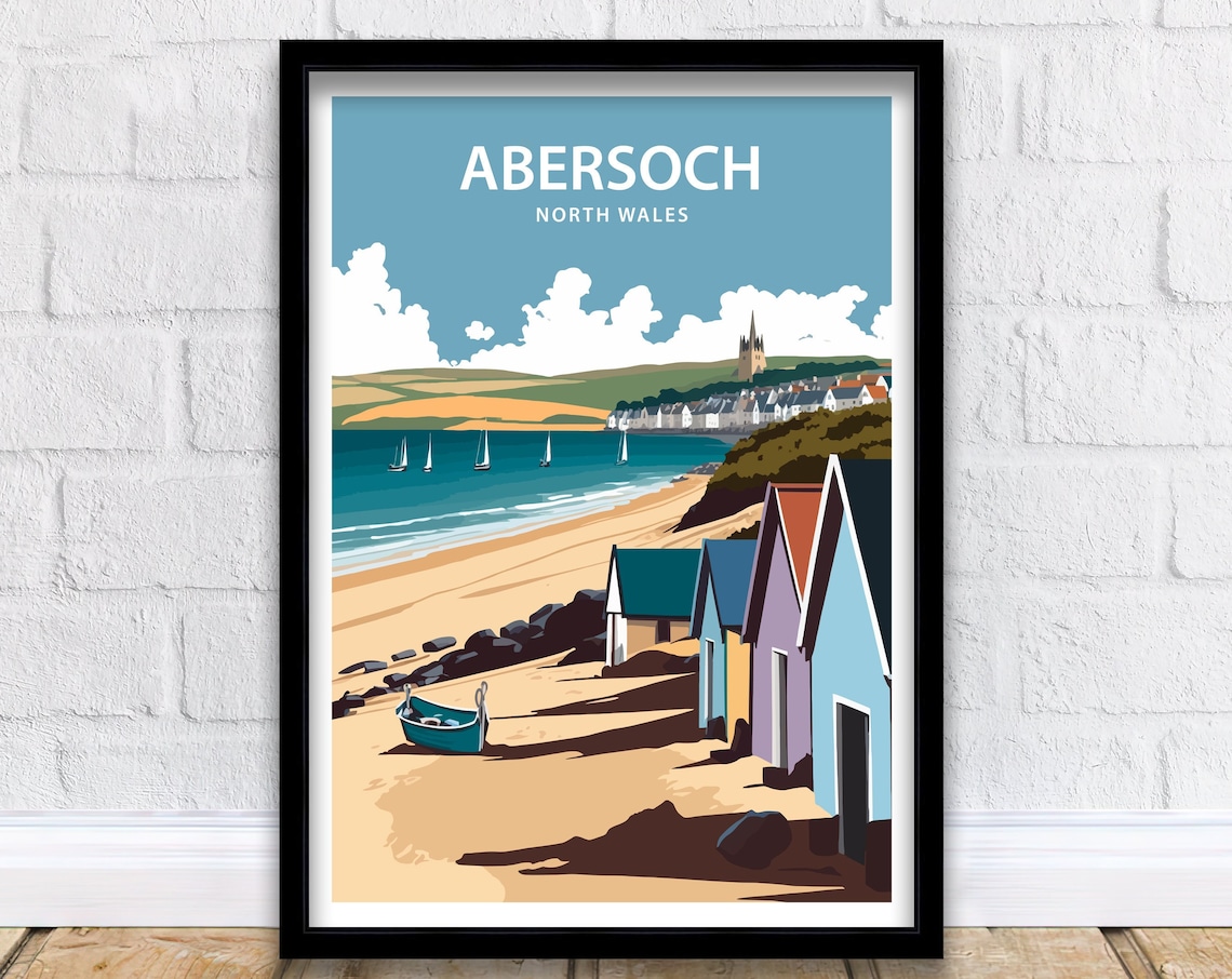 Abersoch Travel Poster, North Wales Home Decor