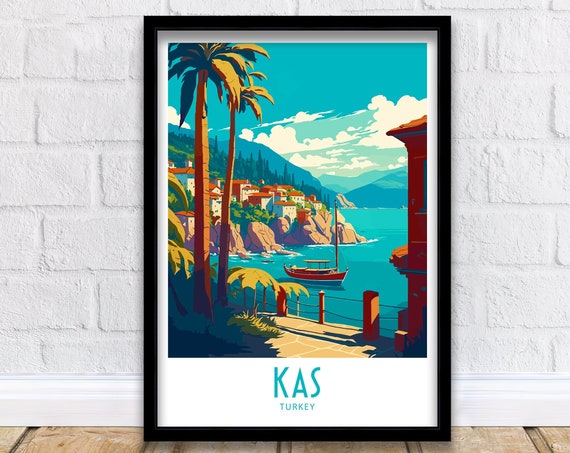 Kas Turkey Travel Poster, Europe Wall Art
