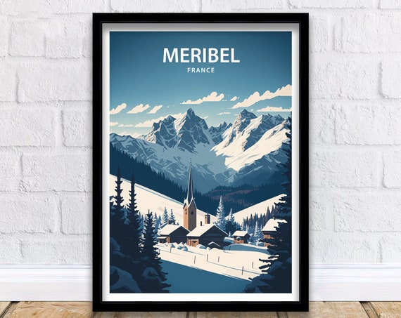 Meribel Travel Print Meribel Ski Home Dcor Skiing Art Print Meribel Room Print For Meribel Gift Meribel Poster Wall Art For Ski Gift Art