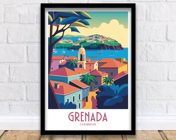 Grenada Travel Print Wall Art Grenada Travel Poster Gift For Grenada Caribbean Scenery Wall Art Grenada Caribbean Gift Wall Art Grenada