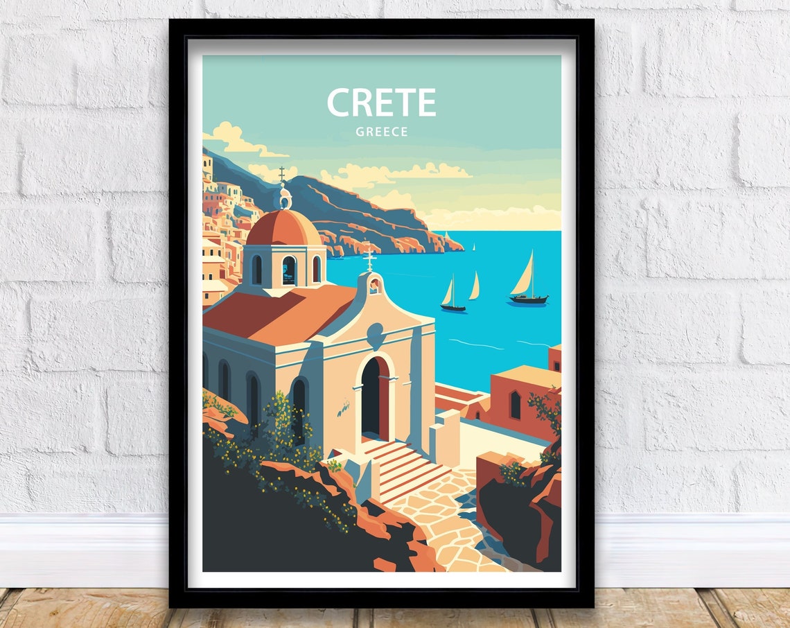 Crete Art Print Crete Art Poster Travel Poster Greece Travel Print Greece Poster Crete Print Travel Poster Crete Travel Print