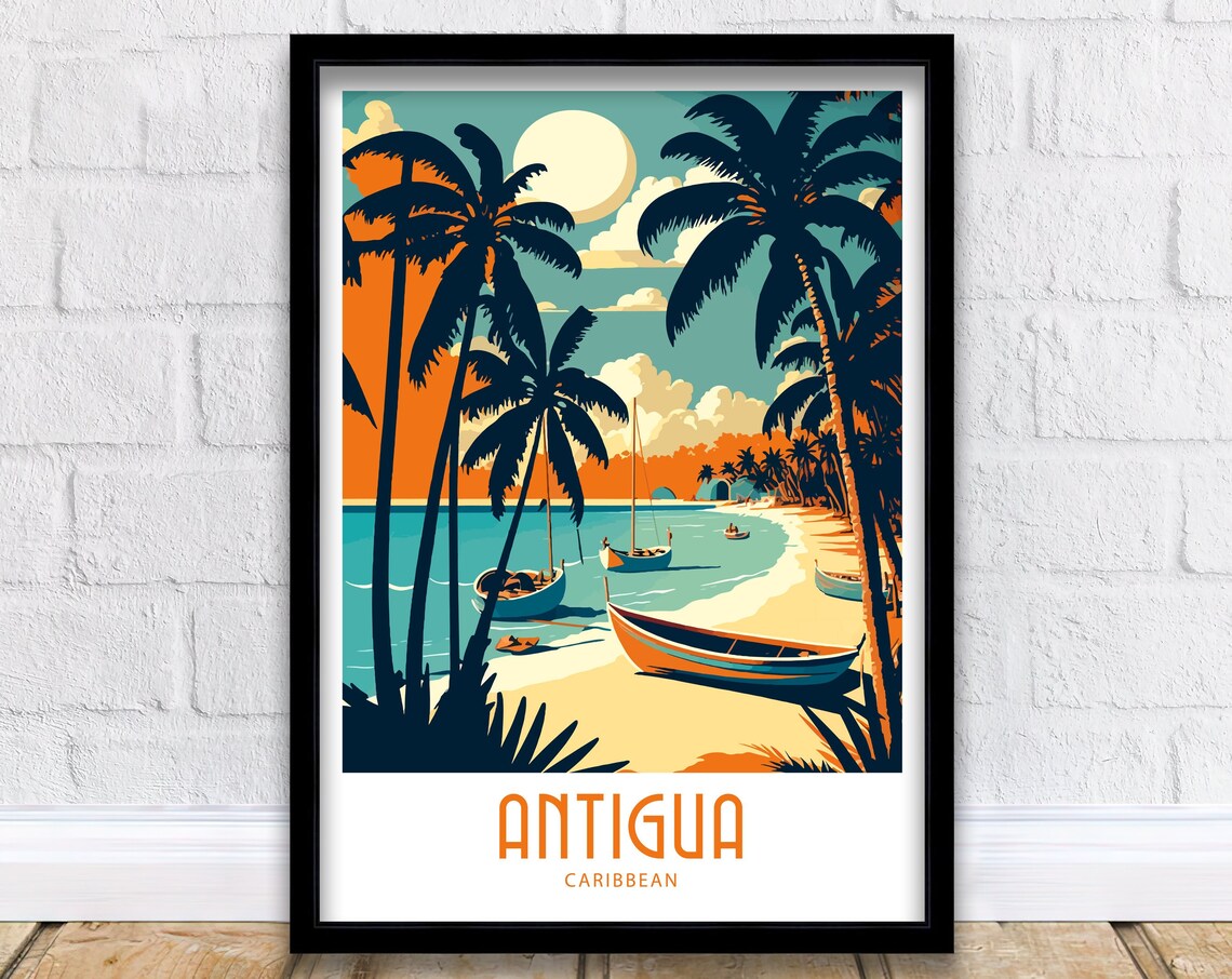 Antigua Travel Poster, Antigua Home Living Decor