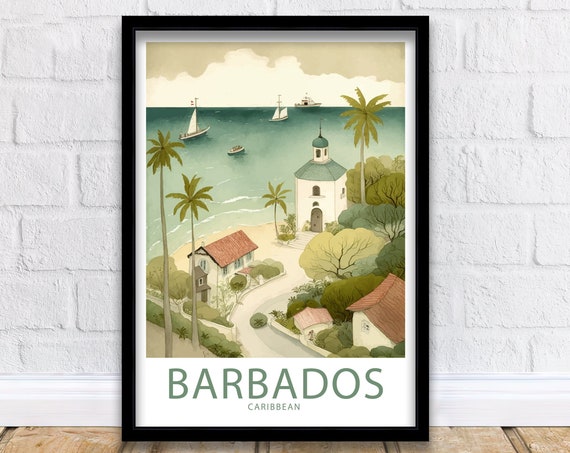 Barbados Caribbean Travel Poster, Barbados Scenery