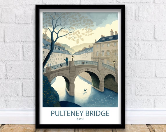 Pulteney Bridge Bath Art Print Bath Print Somerset Print Travel Poster Bath Poster City Of Bath Home Decor Bath Somerset Print