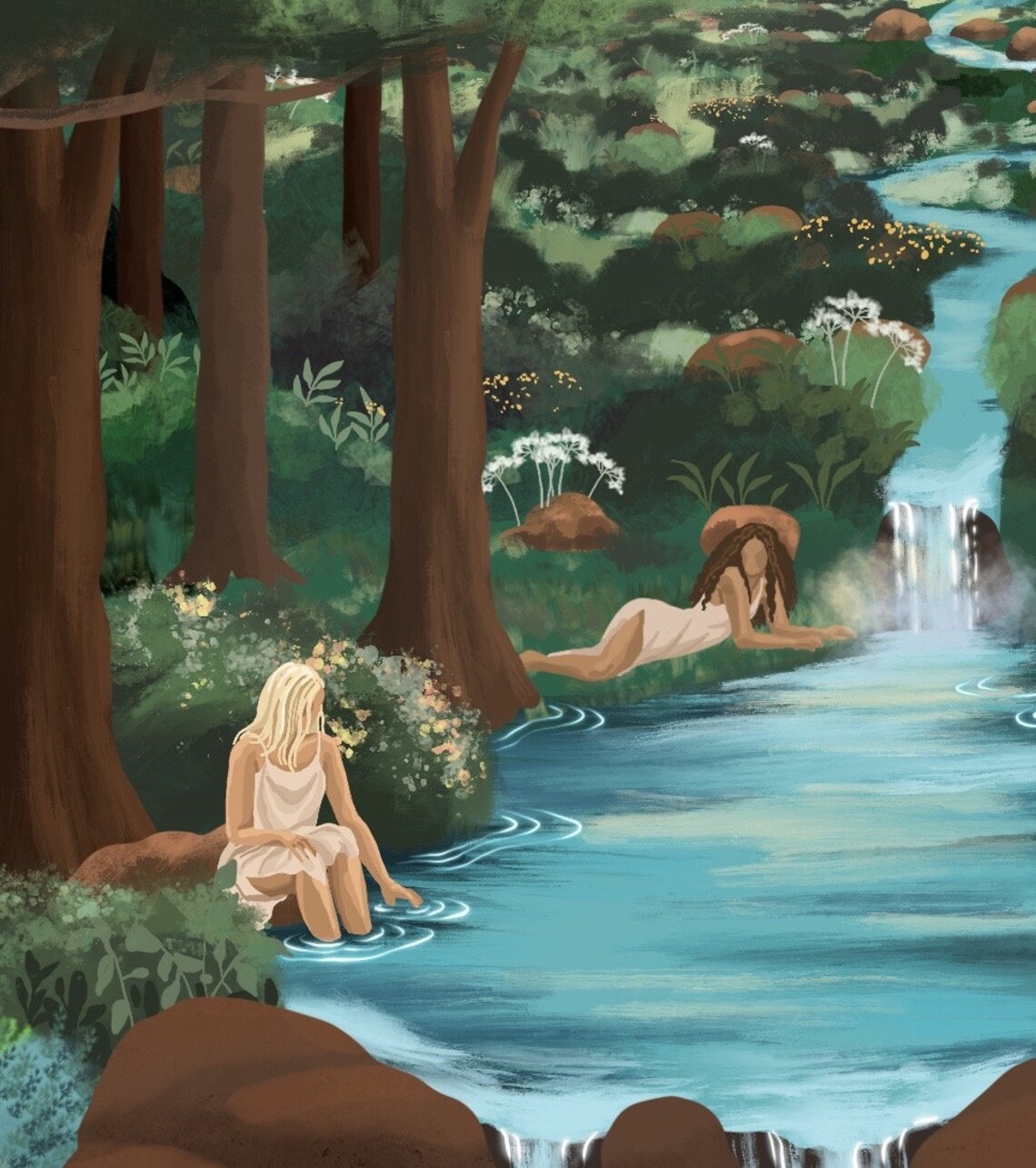 Stream Of Consciousness River Bathing Women Art Print - Image 2