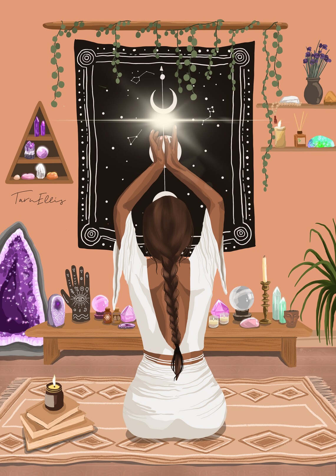 Crystal Castle Spiritual Woman Boho Wall Art Print - Image 3