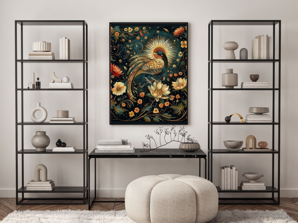 Russian Fairy Tale Firebird Among Lotus Blossoms Palekh Poster - Image 5
