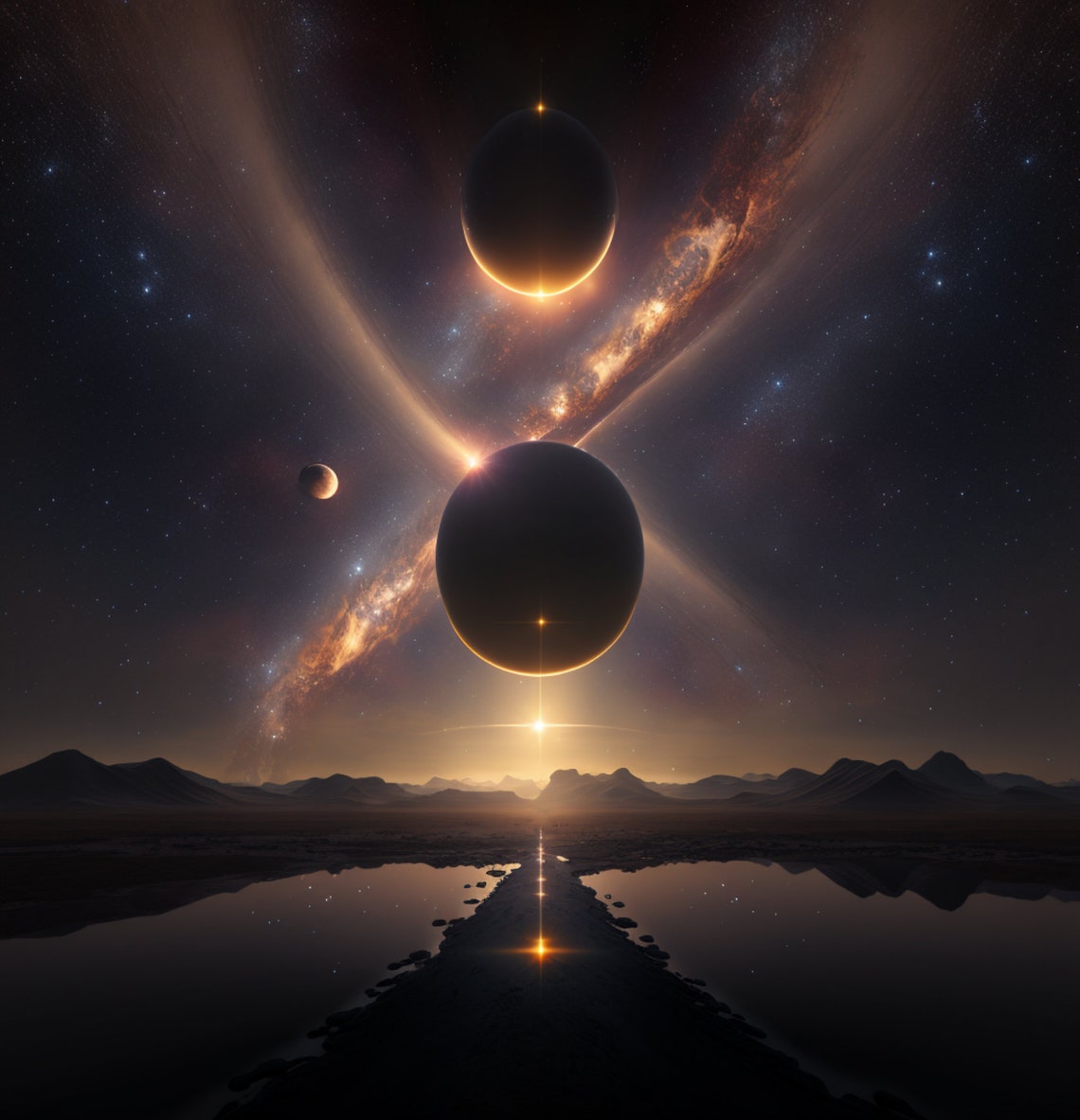 Planetary Conjunction Of Dark Planets Over Mirror Lake Poster - Image 5