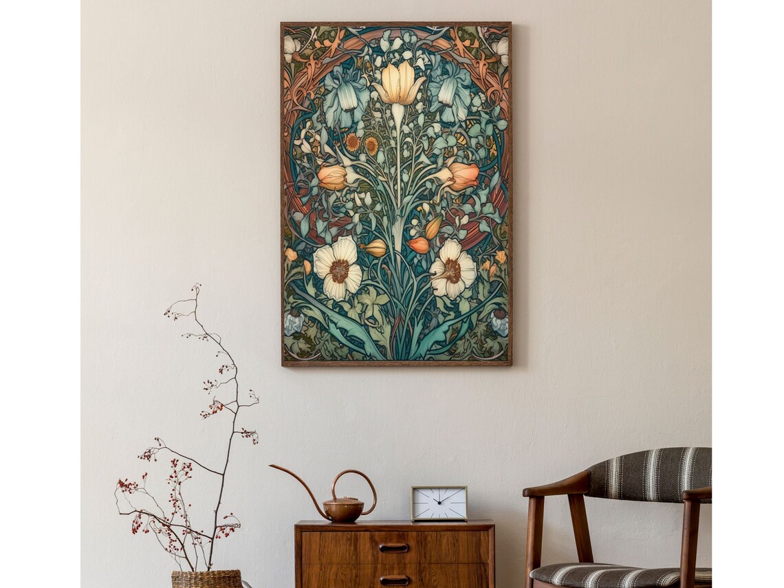 William Morris Style Art Nouveau Botanical Floral Garden Poster - Image 2