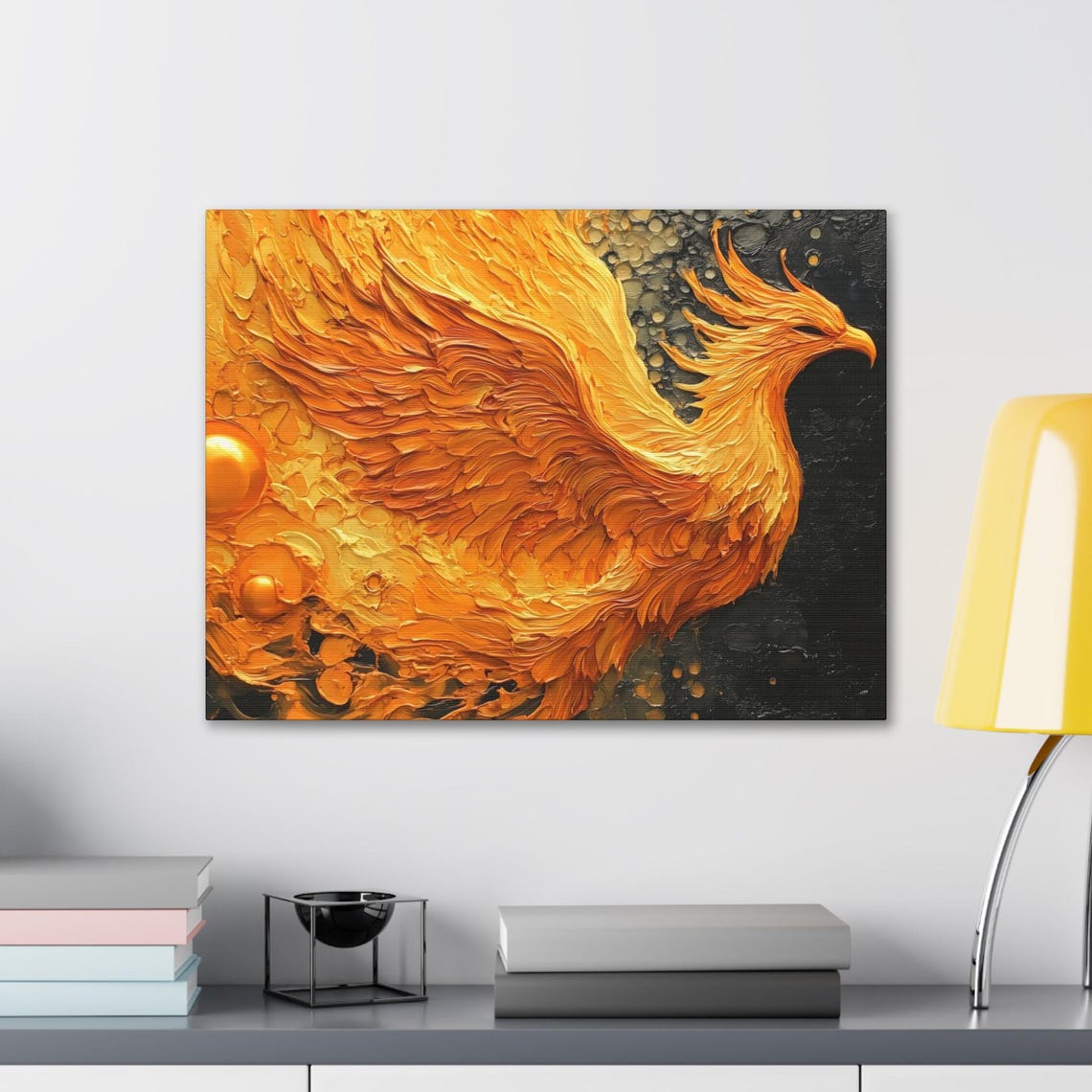 Phoenix Bubble Paint Print Landscape Modern Painting Fantasy Nature Rustic Wall Print Airbnb Art Wall Decor - Image 2