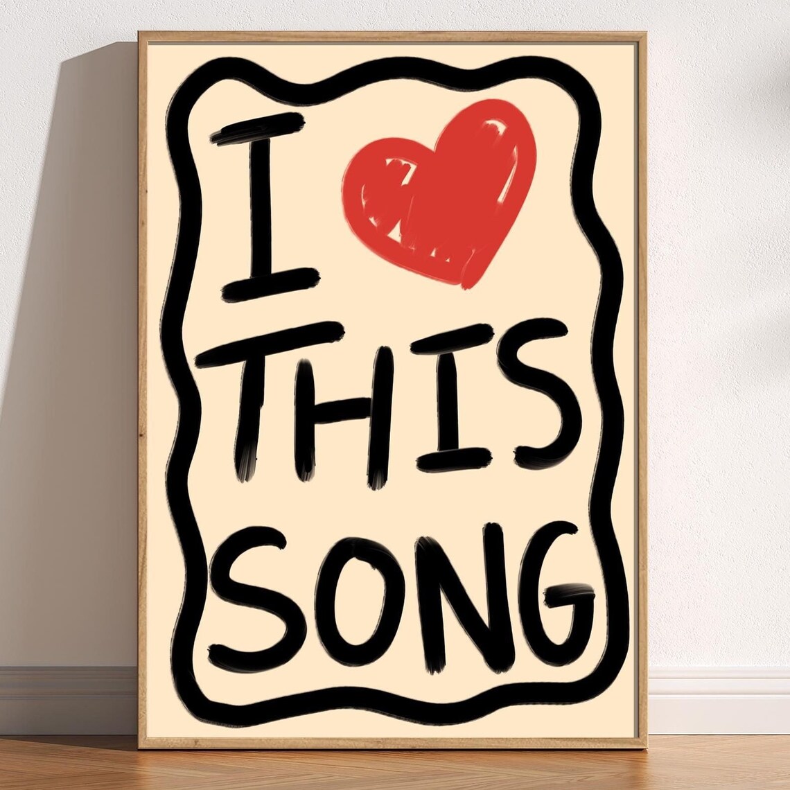 I Love This Song Retro Hand Painted Heart Music Room Decor Poster