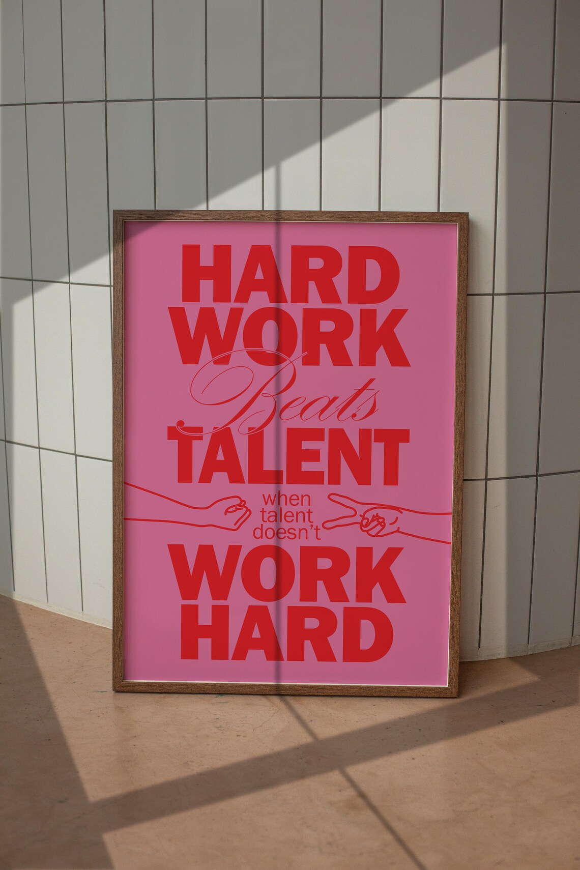 Hard Work Beats Talent Pink Red Motivational Quote Art Poster - Image 5