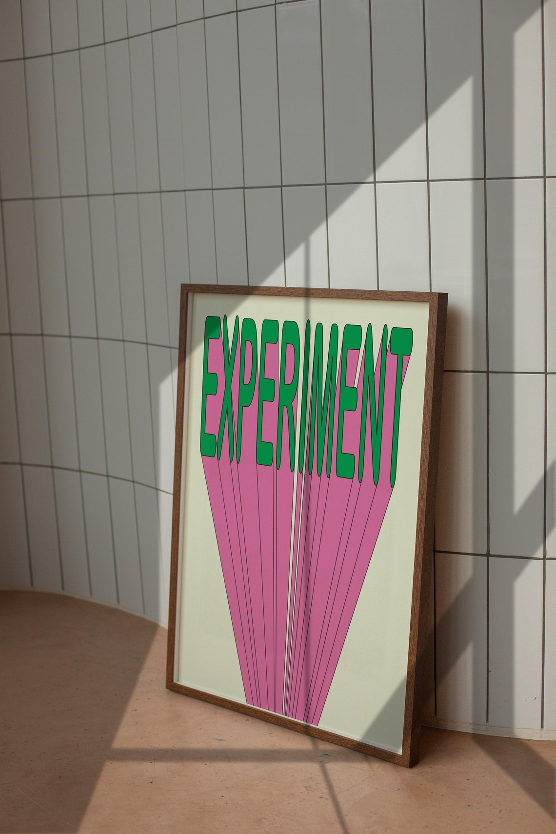 Experiment Green and Pink Retro Typography Creative Studio Poster - Image 4