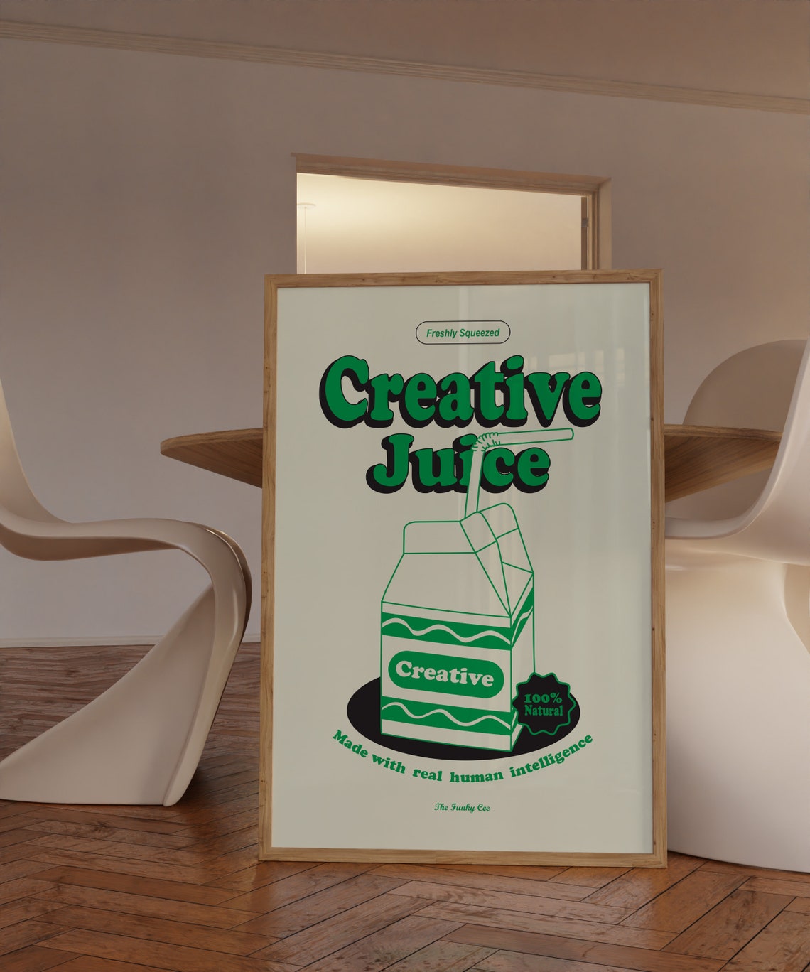 Creative Juice Green Line Carton Cream Retro Creatives Poster