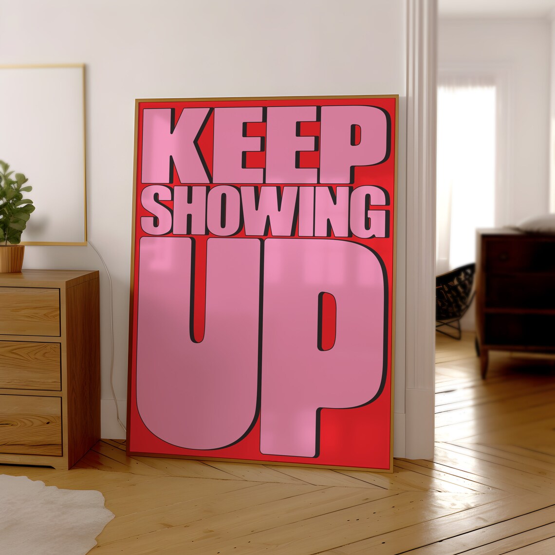 Keep Showing Up Colorful Retro Quote Art Print - Image 3