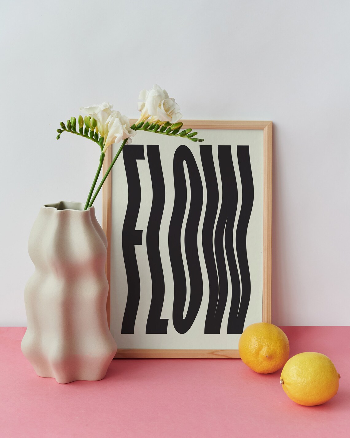Flow Wavy Retro Typography, Monochrome Art Print - Image 2