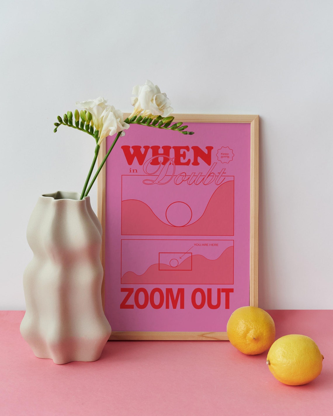 When in Doubt Zoom Out Pink Red Motivational Typography Quote Poster - Image 2