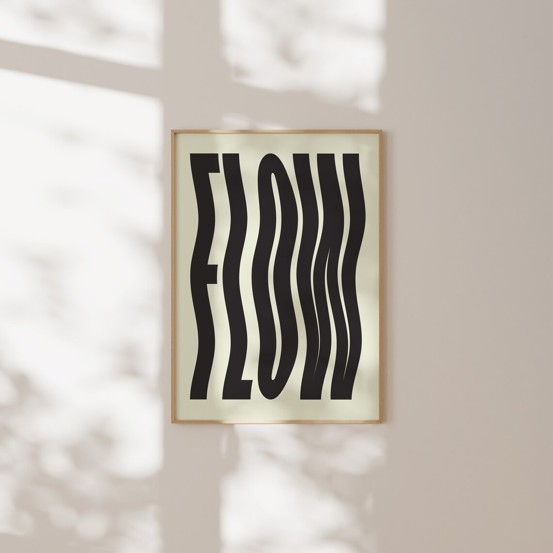 Flow Wavy Retro Typography, Monochrome Art Print