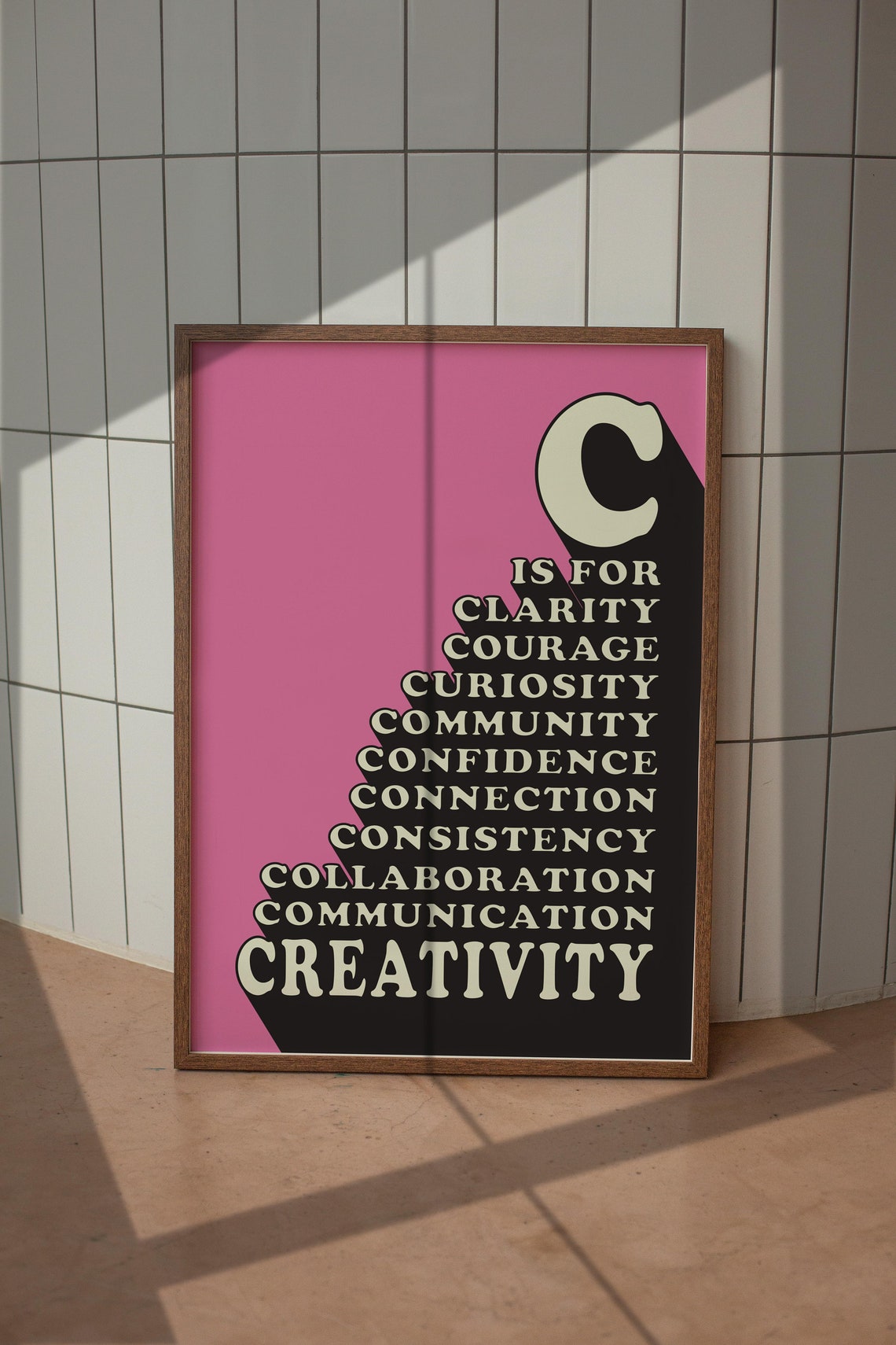 C Is For Creativity Pink Bold Typography Artist Studio Poster