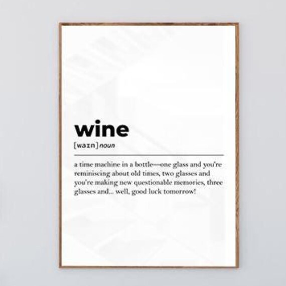 Funny Wine Definition Poster Gift for Wine Lovers and Bar Decor