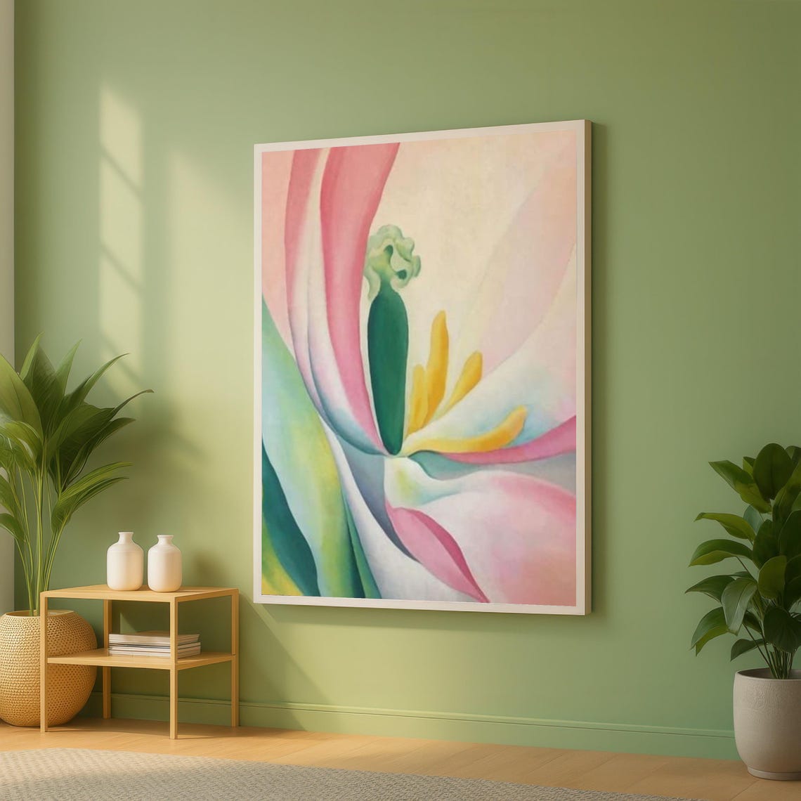 Soft Pastel Tulip Closeup in Pink Cream and Gold Botanical Poster