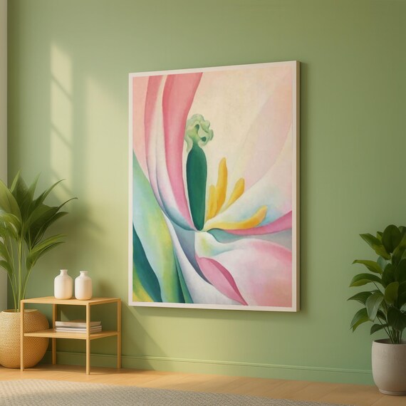 Soft Pastel Tulip Closeup in Pink Cream and Gold Botanical Poster