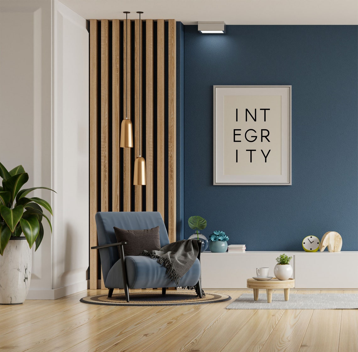 Integrity Minimalist Typography Black White Office Values Art Poster - Image 2