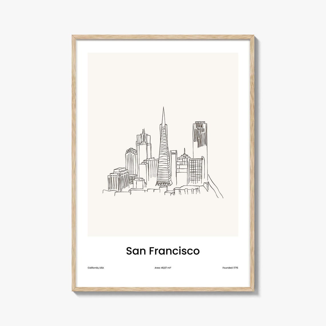 San Francisco California Minimalist Line Drawing Skyline Poster