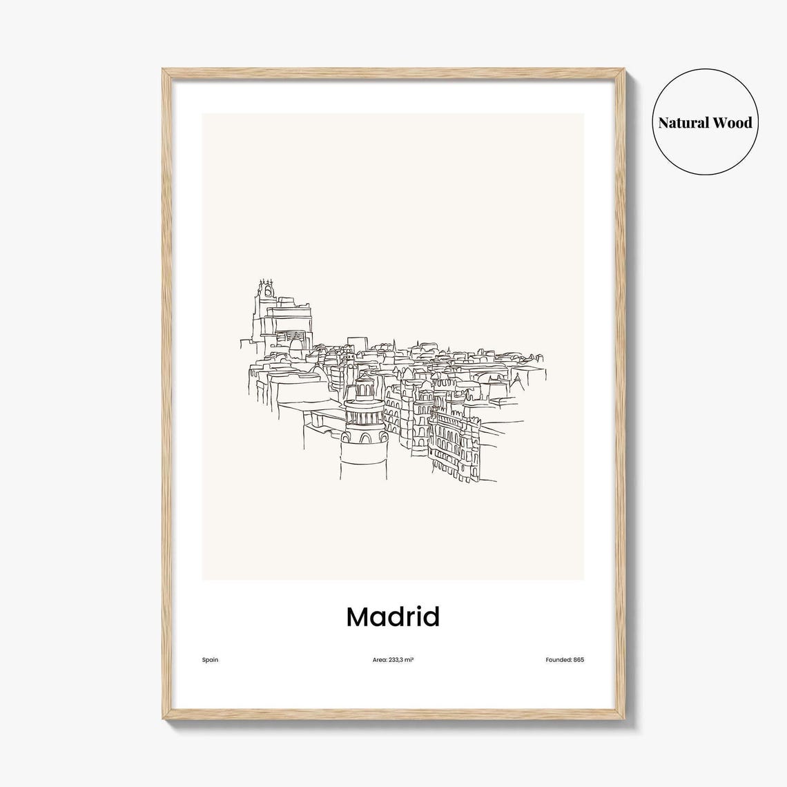 Madrid Spain Historic Old Town Minimalist Line Drawing Poster - Image 2