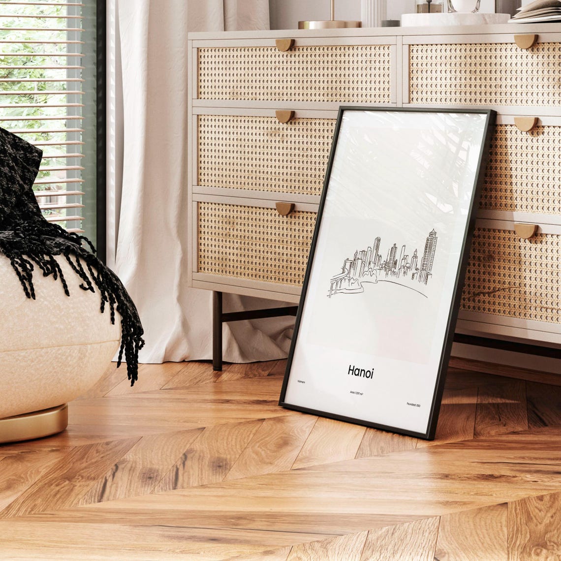 Hanoi Vietnam Capital Skyline One Line Minimalist Drawing Poster - Image 5