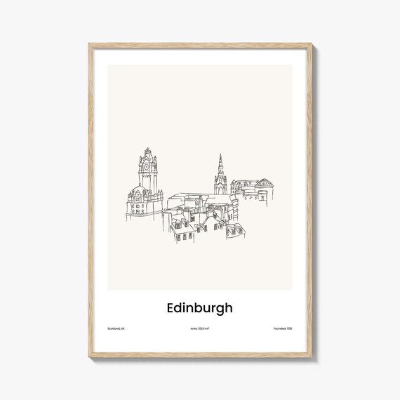 Edinburgh Scotland Old Town Minimalist Line Drawing Art Poster