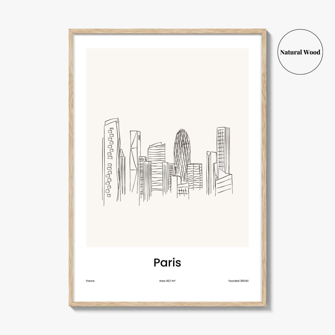 Paris France Modern City Skyline Minimalist Line Drawing Poster - Image 2