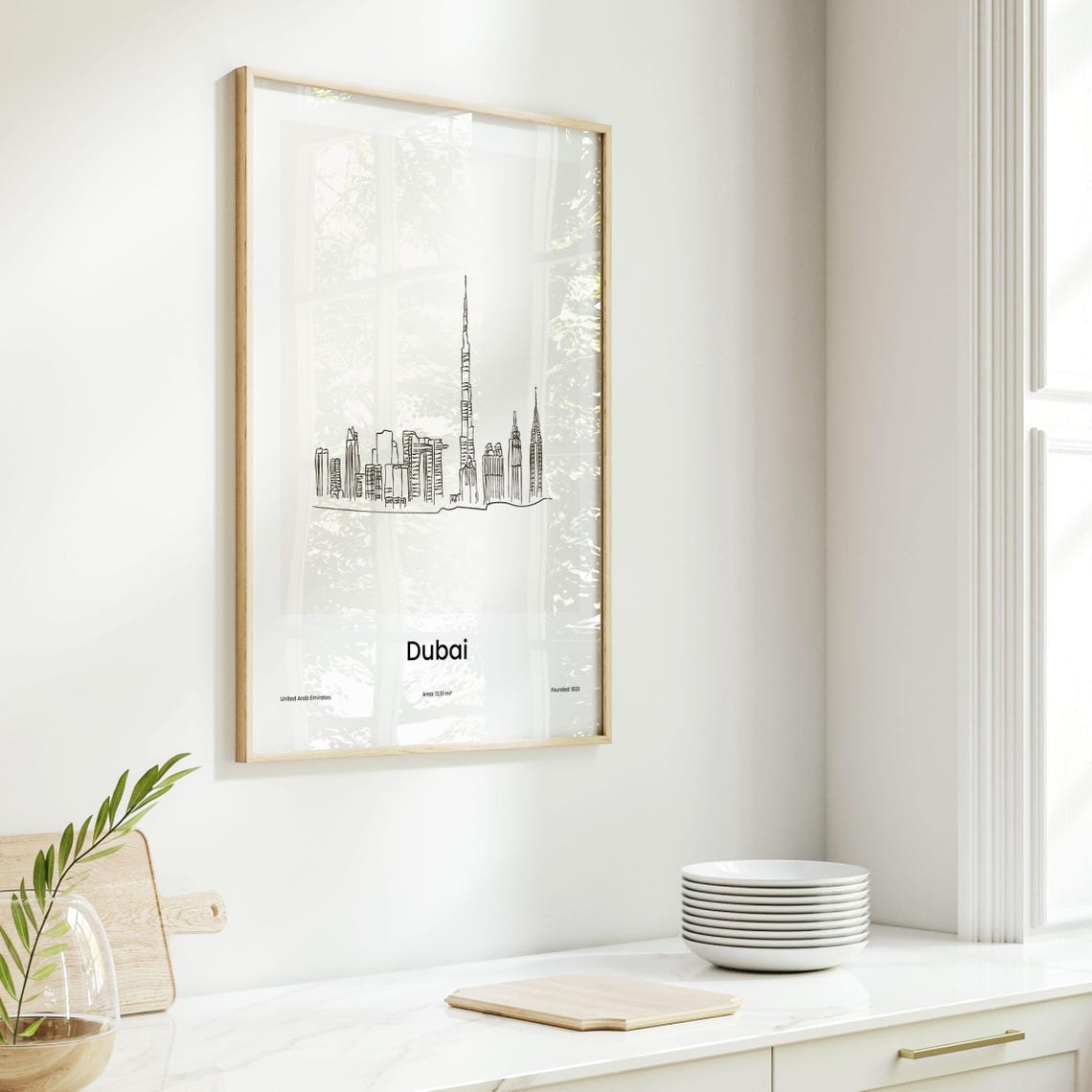 Dubai United Arab Emirates Burj Khalifa Skyline Line Art Poster - Image 6