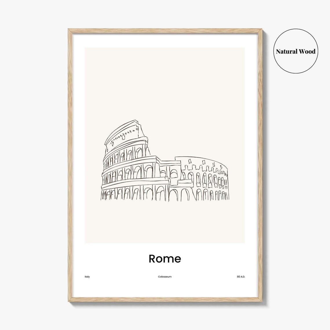 Rome Italy Colosseum Minimalist Line Drawing Landmark Poster - Image 2