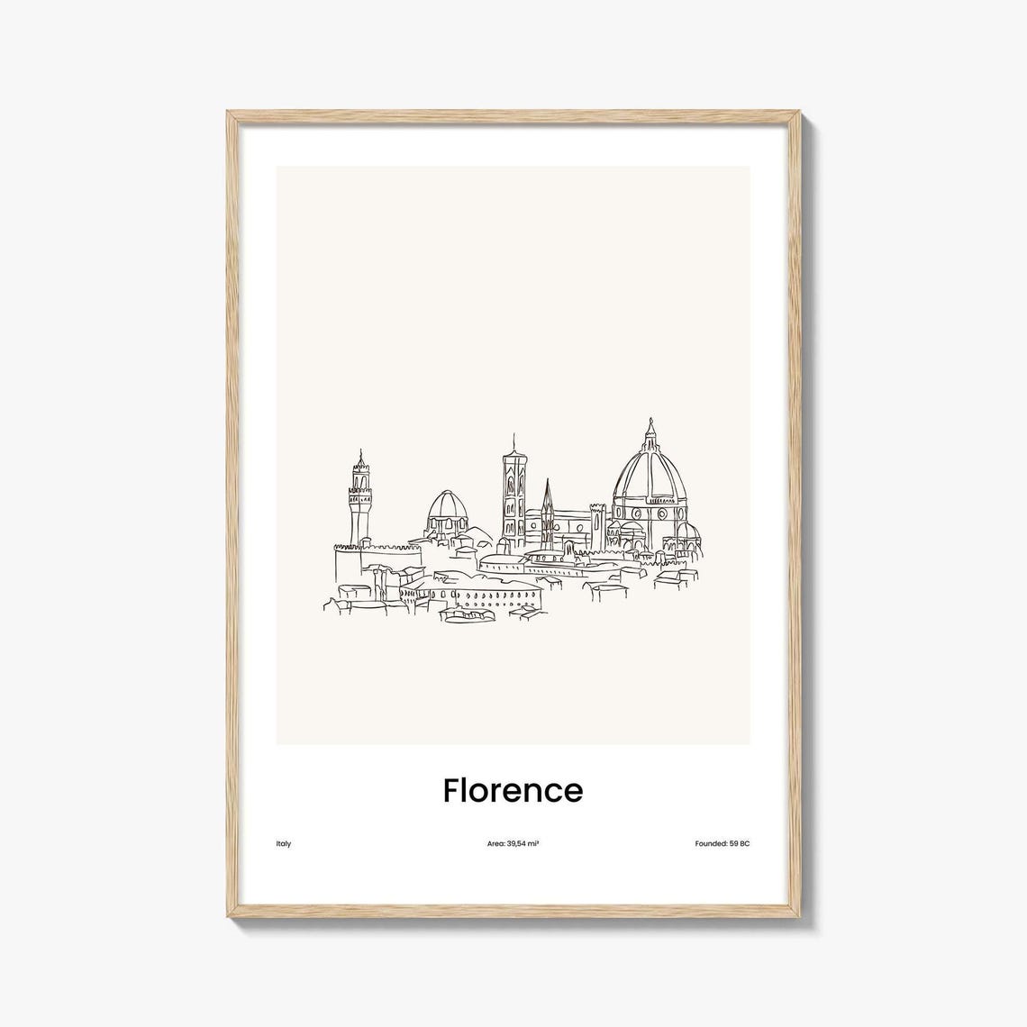 Florence Italy Duomo Skyline Minimalist Line Drawing Art Poster