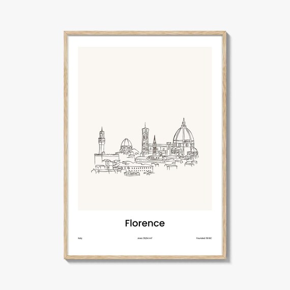 Florence Italy Duomo Skyline Minimalist Line Drawing Art Poster