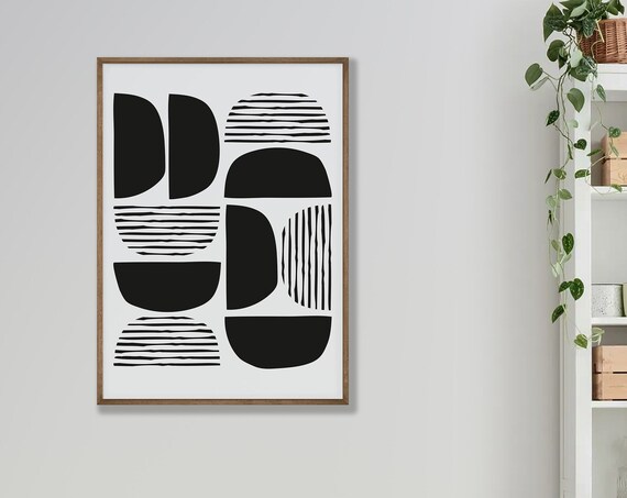 Abstract Black And White Poster Wall Art Creative Style Colorful Printed