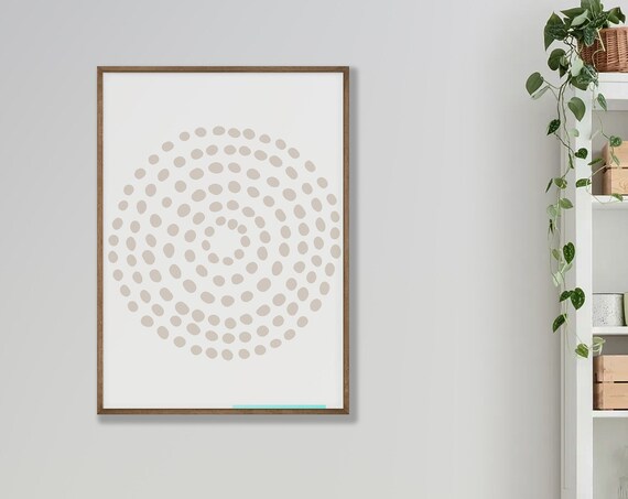Beige Dot Spiral Circle Minimalist Boho Neutral Abstract Art Poster