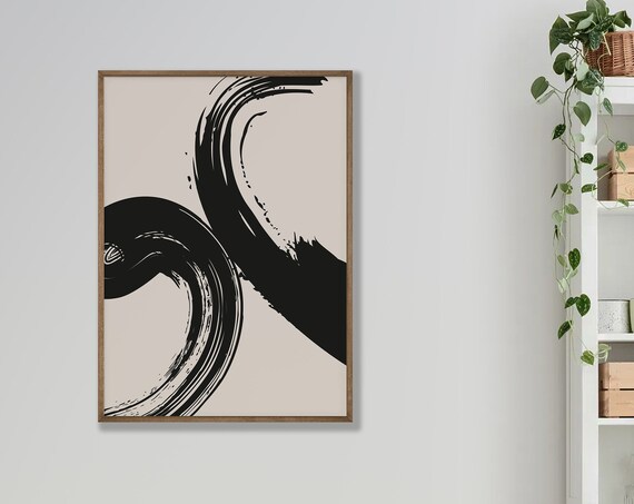 Abstract Black Brush Poster Wall Art Creative Style Colorful Printed