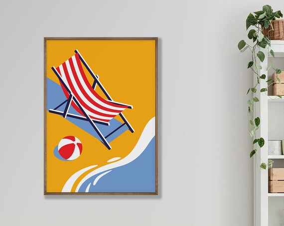 Vintage Beach Deck Chair Minimalist Summer Vacation Style Poster