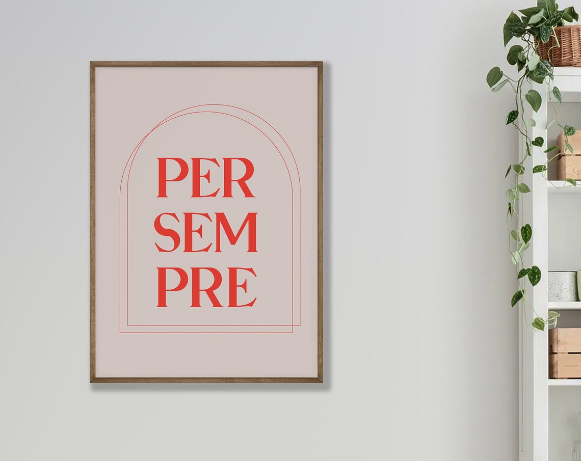 Per Sempre Red Serif Italian Typography Forever Quote Poster