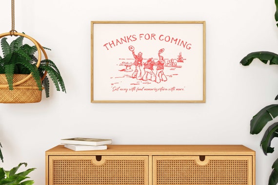 Thanks For Coming Print Vintage Sailor Poster Cute Quote Art Aesthetic Apartment Wall Art Trendy Goodby Poster Beach House Wall Art