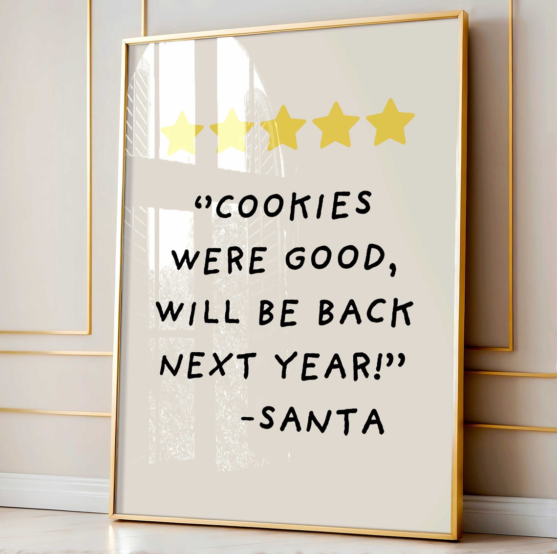 Santa Five Star Review Cookies Funny Christmas Holiday Quote Poster