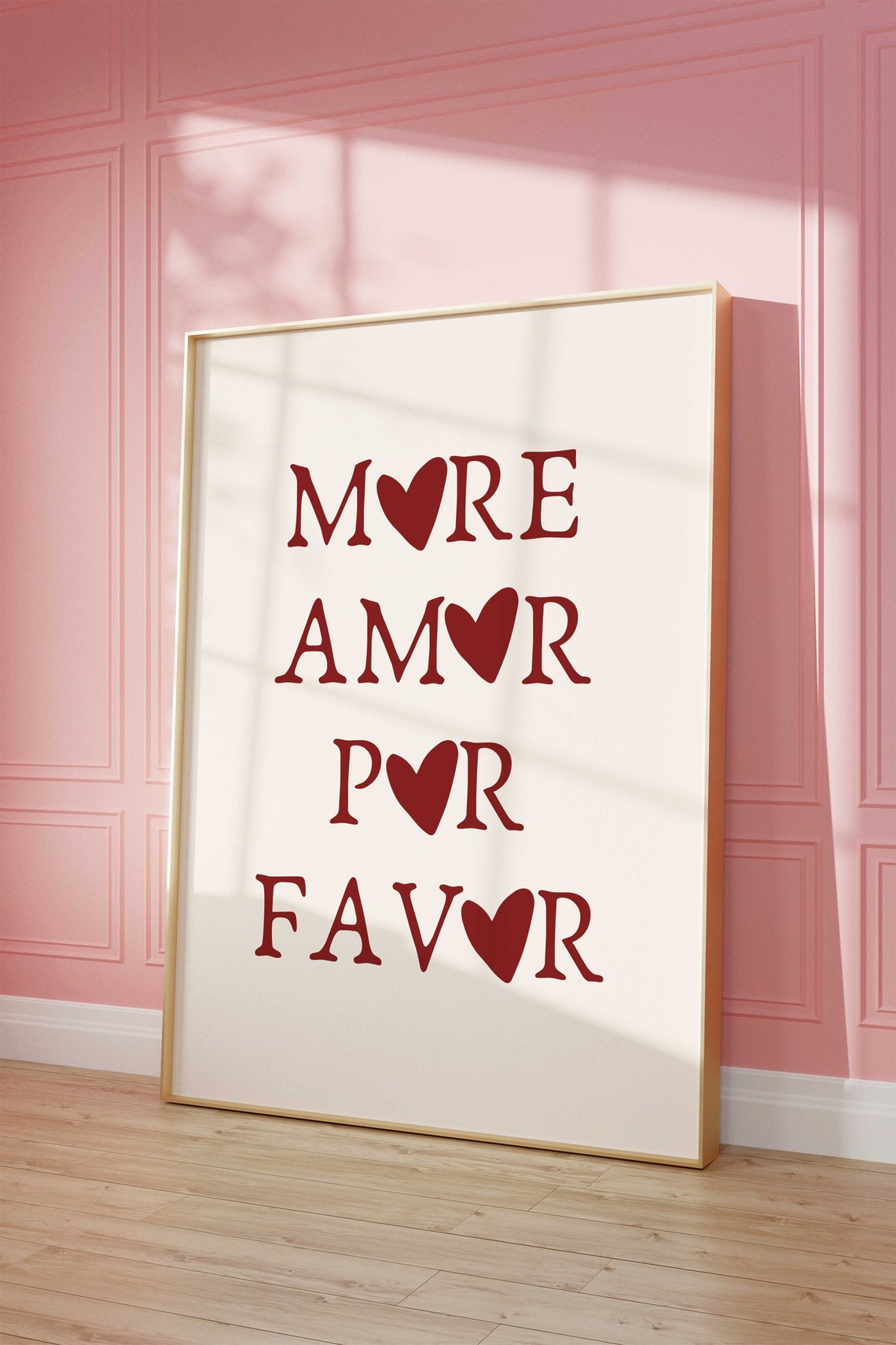 More Amor Por Favor Burgundy Hearts Romantic Spanish Quote Poster - Image 2
