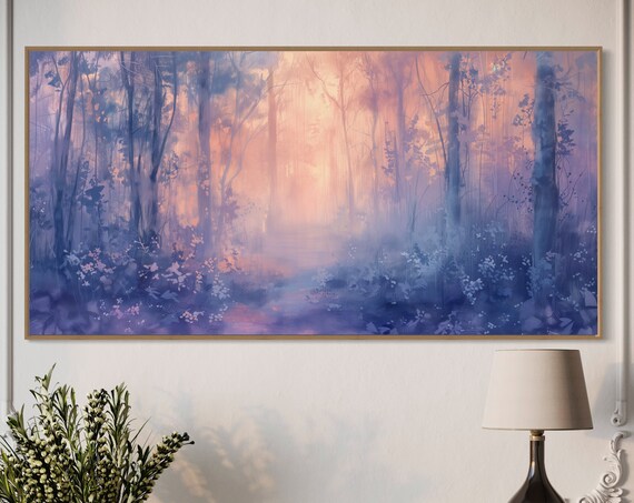 Sunrise Enchantment In The Misty Forest Enchanted Forest Painting Print Foggy Forest Art For Hallway And Gothic Decor