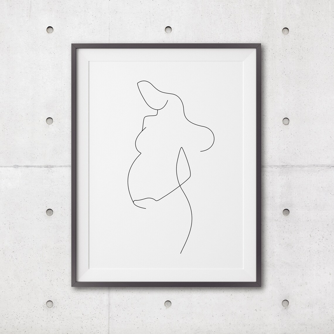 Pregnant Woman Profile Line Art Maternity Nursery Wall Poster - Image 3