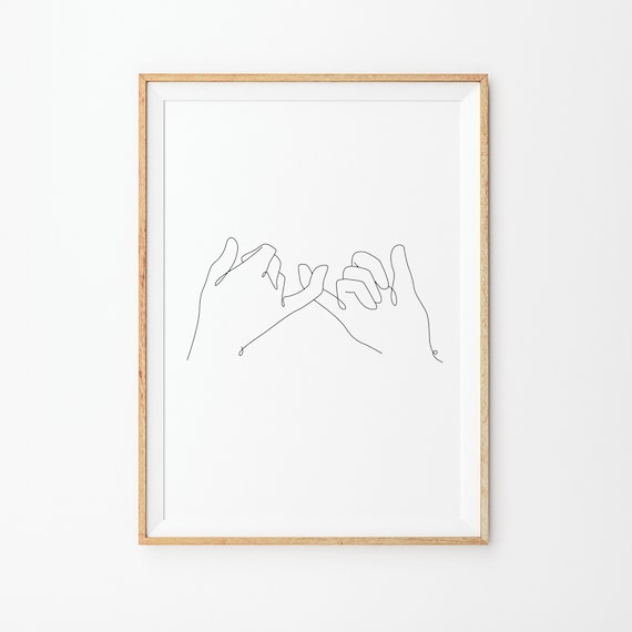 Pinky Promise Print Line Art Poster Line Art Minimal Pinky Swear Poster Black White Art Line Print Sketch Hand Drawing