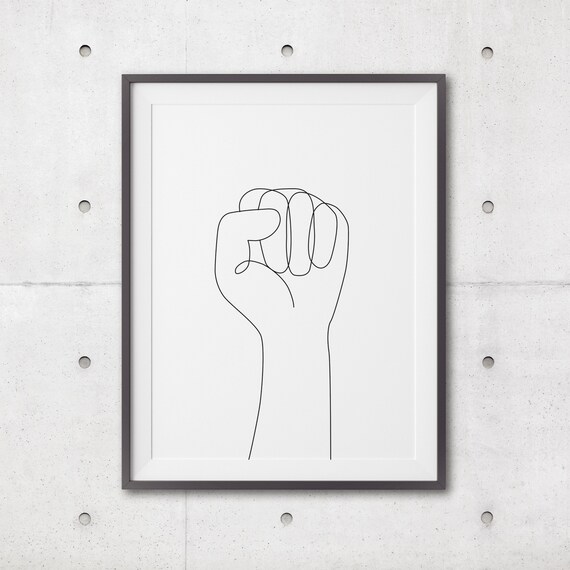 Fist Hand Prints Line Art Poster Line Art Minimal Fist Hands Poster Black White Art Line Print Sketch Hand Drawing