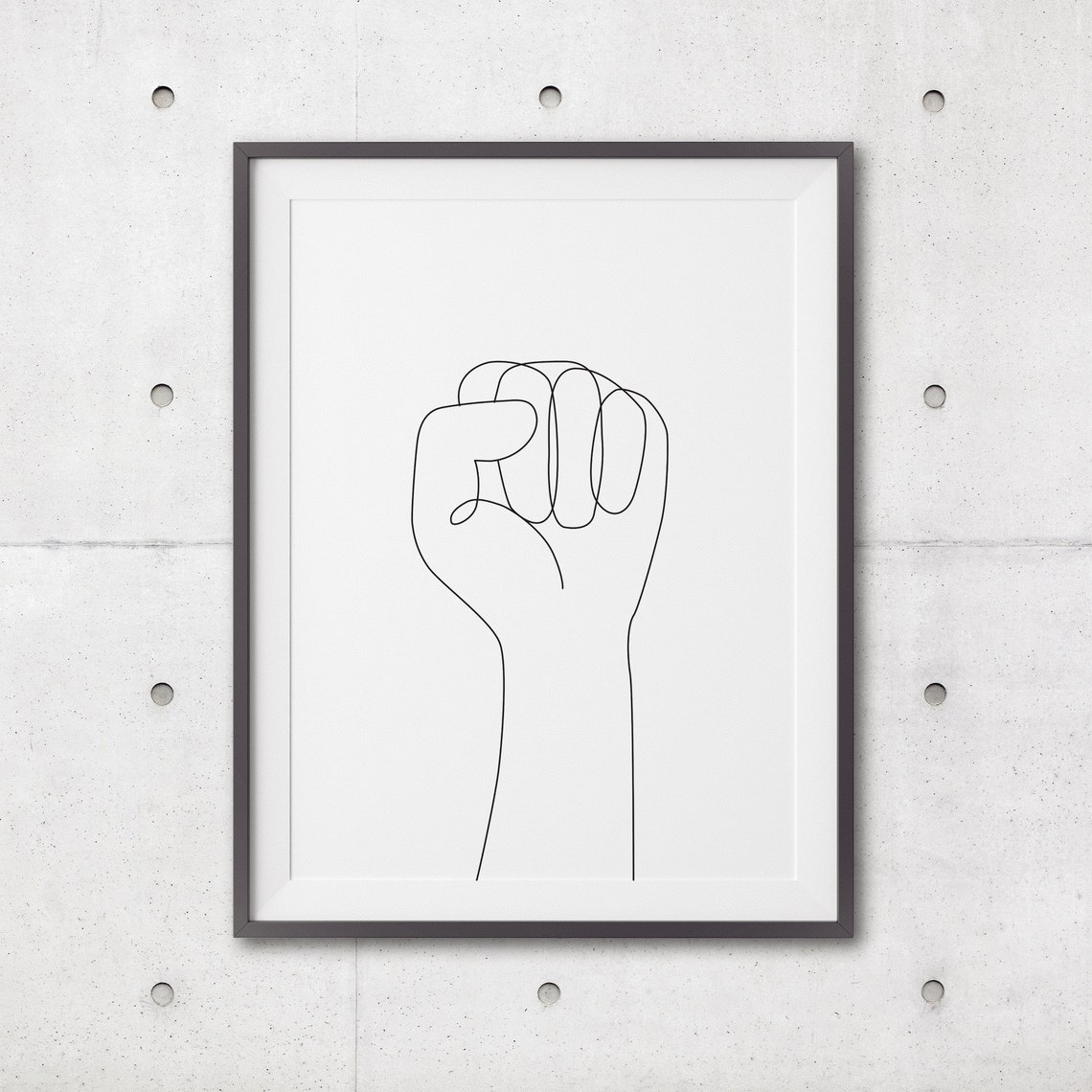 Fist Hand Prints Line Art Poster Line Art Minimal Fist Hands Poster Black White Art Line Print Sketch Hand Drawing